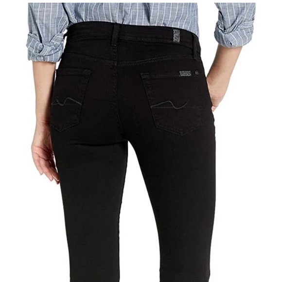 7 For All Mankind 27 Ankle Gwenevere Black distressed Women's Jeans Size 27 - Picture 4 of 14